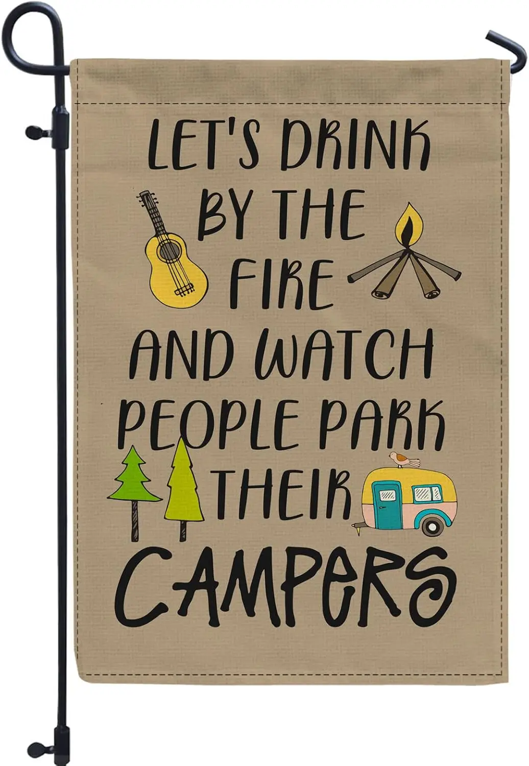 Let's by the Fre nd Wtch People Prk Ther Cmpers Hello Fll Grden Flg Burlp Thnksgvng Chrstms Decor Flgs for ll Sesons