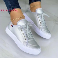 womens shoes 2022 new round head breathable front lacing thick casual fashion skateboard pu rubber single shoes women sneakers