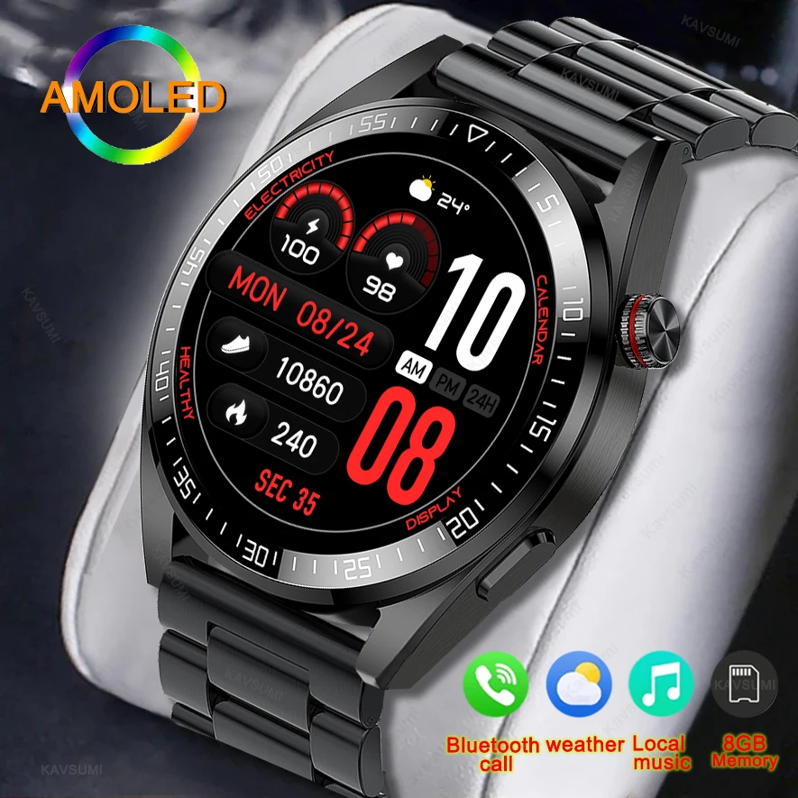 

2023 New Bluetooth Call Smart Watch 454*454 AMOLED 1.39 Inch Screen Watch Always Display The Time 8GB Local Music Smartwatch Men