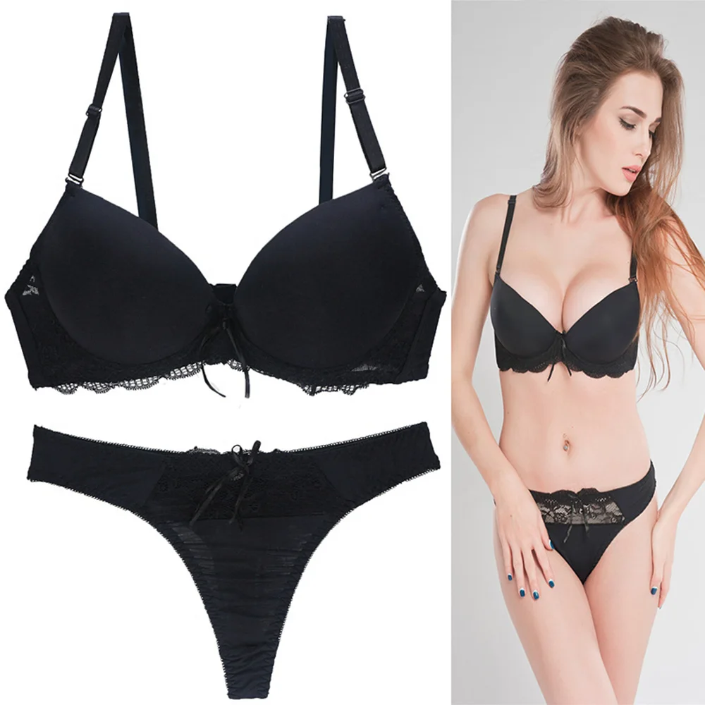 

Bra for Women Set Solid Adjusted Straps Push Up Lace Bra Underwear Women Set Sexy Thong Set 32 34 36 38 40 42 44 A B C D E Cup