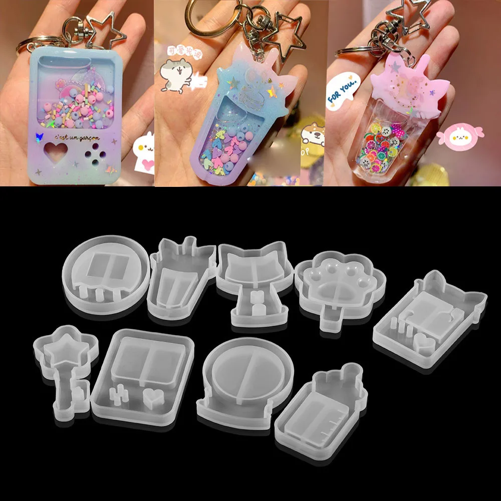 1Pcs Clear Quicksand Cat Paw Game Console Silicone Molds Shaker Oil UV Resin Epoxy Keychain Mold For DIY Pendant Jewelry Making