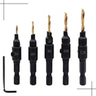 Набор сверл с зенкером, комплект из 45 насадок для сверления направляющих отверстий для винтов размером #5 #6 #8 #10 #12 с гаечным ключом