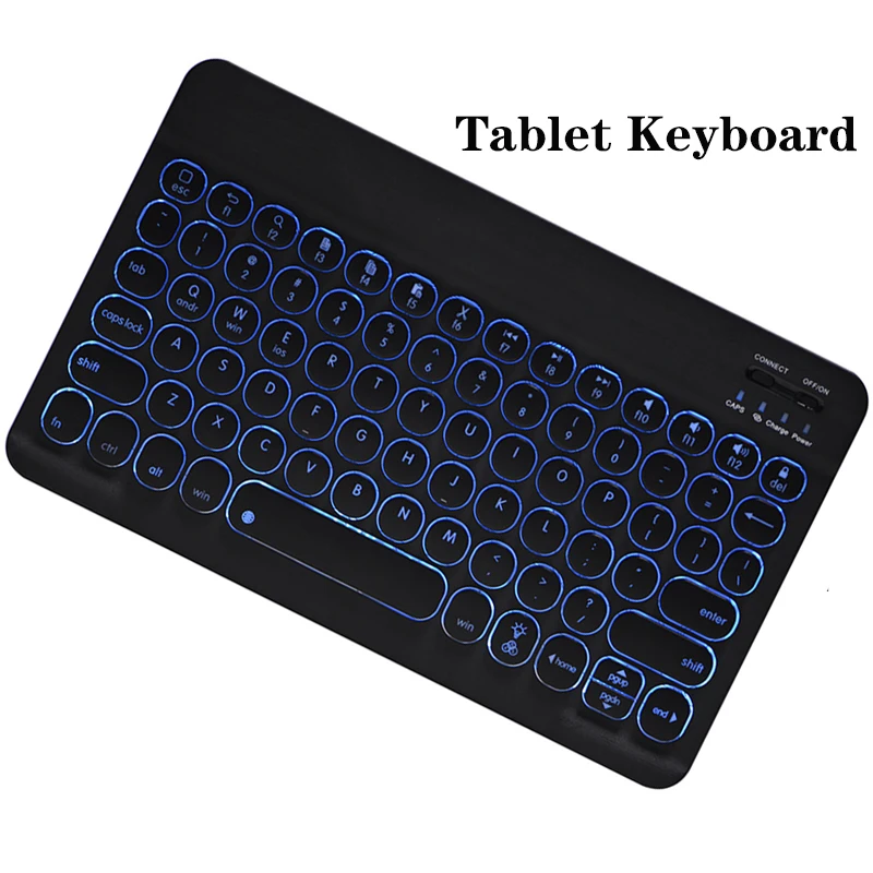

Портативная беспроводная мини-клавиатура с круглым колпачком, бесшумная Bluetooth клавиатура, мышь, набор 10 дюймов RGB для Ipad, ноутбука, офиса, пут...