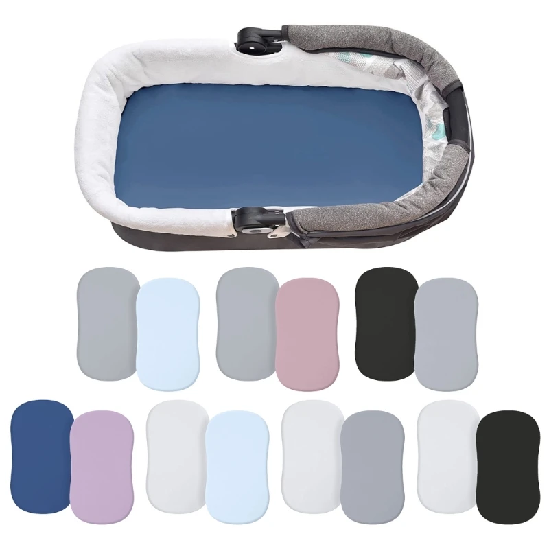 

2-Pieces Breathable Baby Bassinet Sheets Removable Fitted Bassinet Sheet Changing Mat Cover for Newborn Infant Crib A2UB