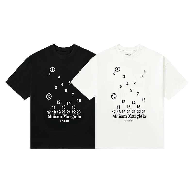 

Maison Margiela T-shirts Men's Women's Summer 23SS Fashion MM6 Letters Printing Scramble Numbers Oversized T Shirt Tees Tops