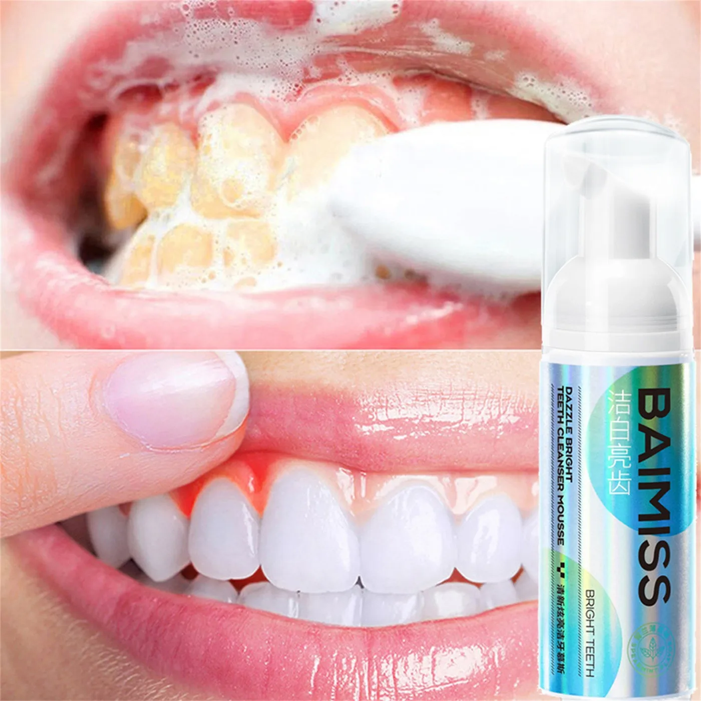 

RtopR Teeth Cleansing Whitening Mousse Removes Stains Teeth Whitening Oral Hygiene Mousse Toothpaste Whitening and Staining 60ml