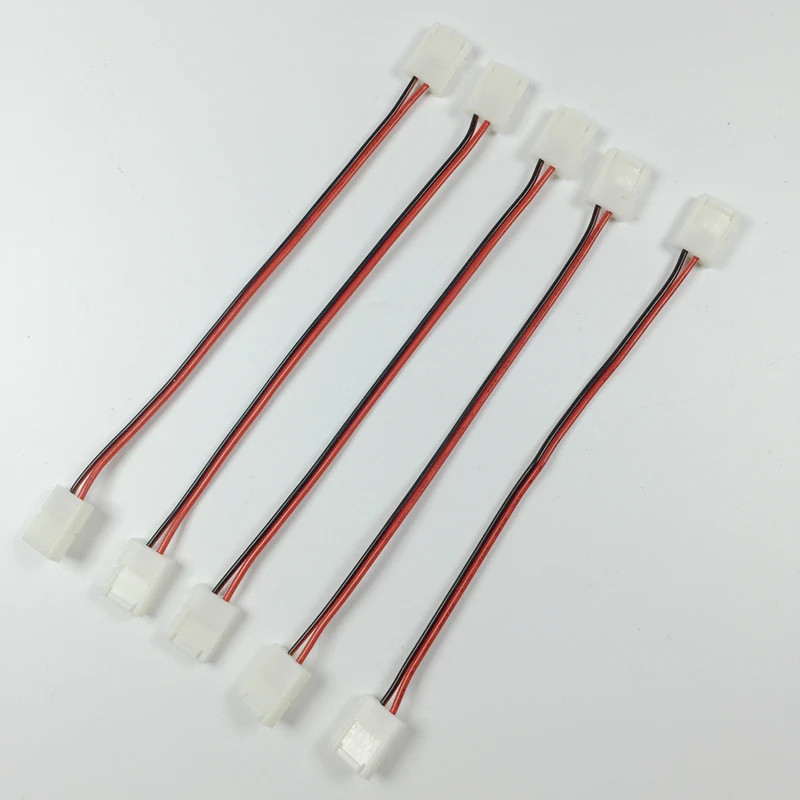

100pcs/lot 8mm 2 pin led strip connector for 3528 led extension cable wire accessories both end with connector