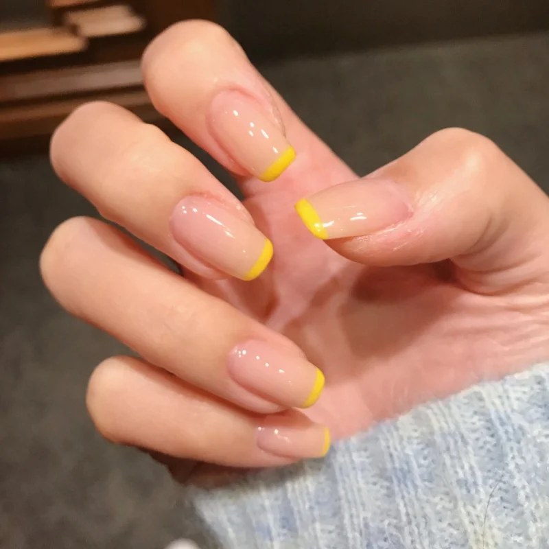 

24pcs Press On Nails Art French Style Multi Color Almond False Nails Wearable Full Cover Tips Fingernails Fake