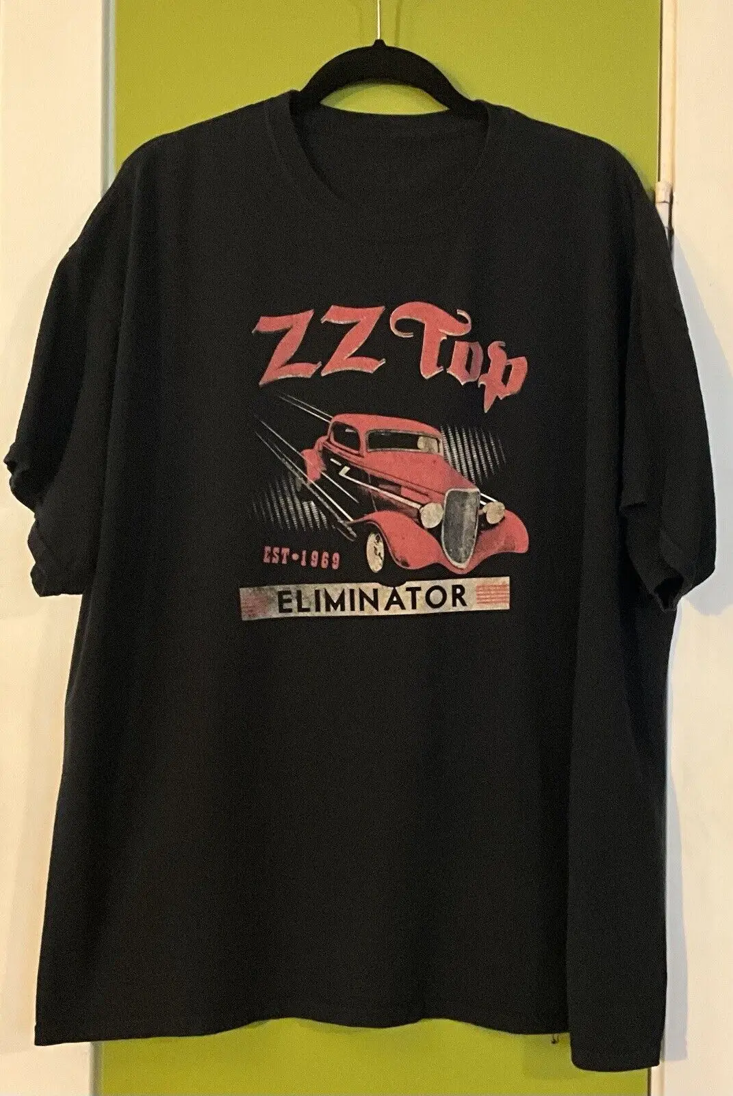 Футболка ZZ Top Eliminator Car унисекс черная красная с надписью 2XL ретро