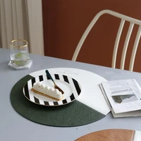 placemat soft nordic table mat creative stitching oil proof leather kitchen cup