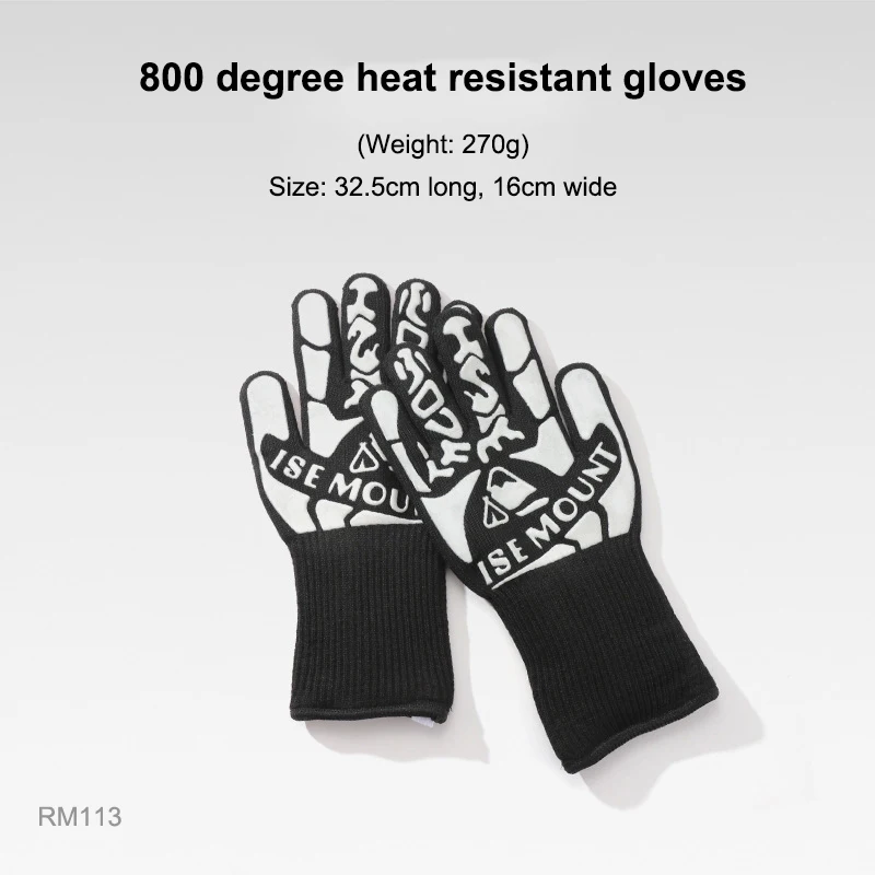 

1pair outdoor 800 degree high temperature gloves Heat insulation gloves silicone BBQ oven thickened gloves