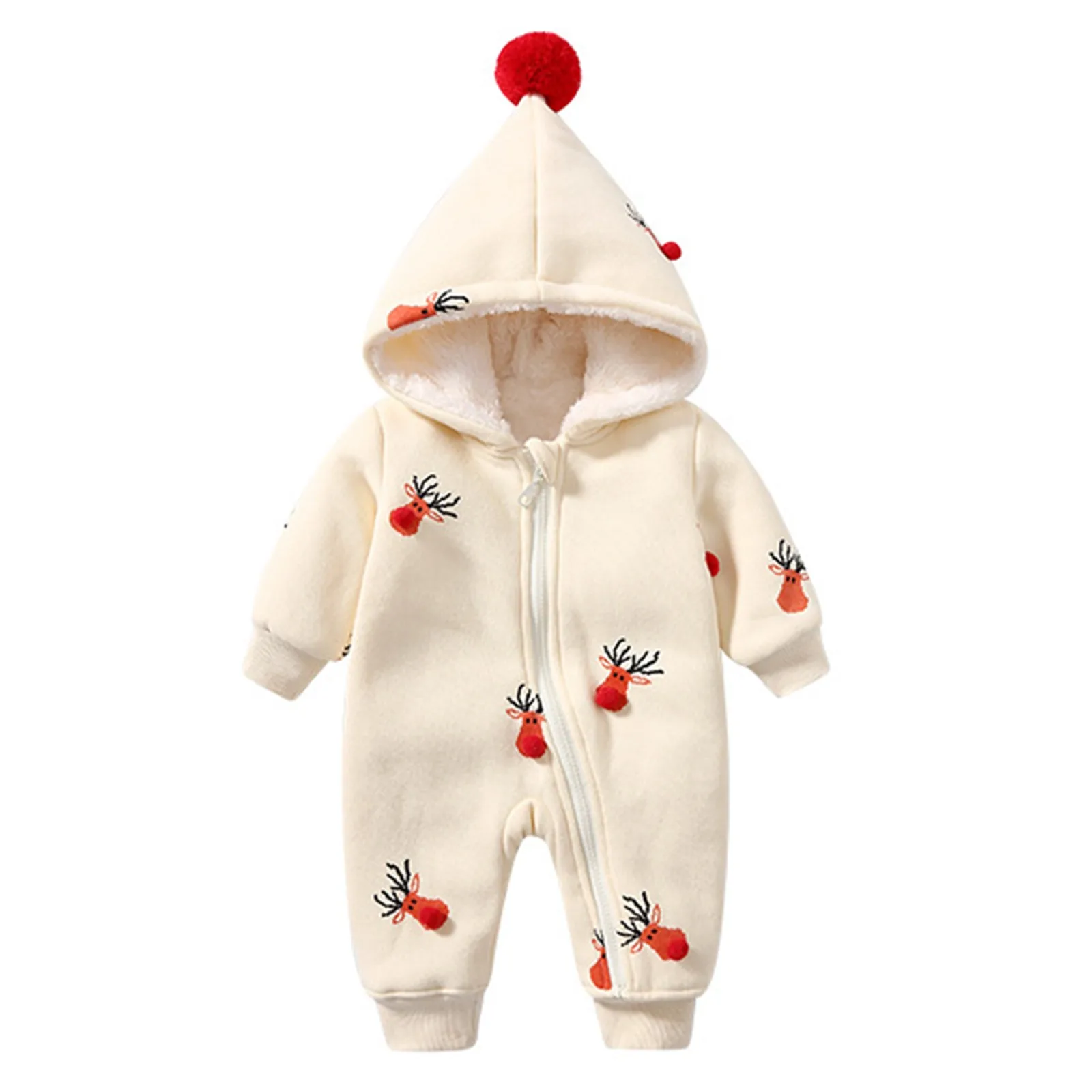 

Christmas Infant Baby Boys Girls Rompers Baby Long Sleeve Thicken Hooded Jumpsuit Newborn Kids Baby Boy Girl Clothing Rompers