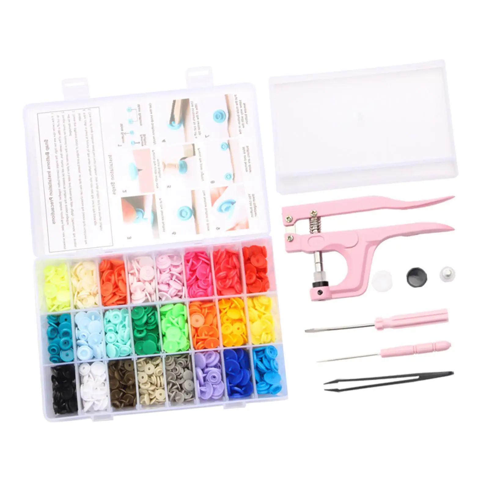 

Snap Buttons Set Snap Fasteners Kit DIY with Pliers Tool Crafts Press Studs Resin Snaps for Sewing Crafting Jeans Bags Clothing