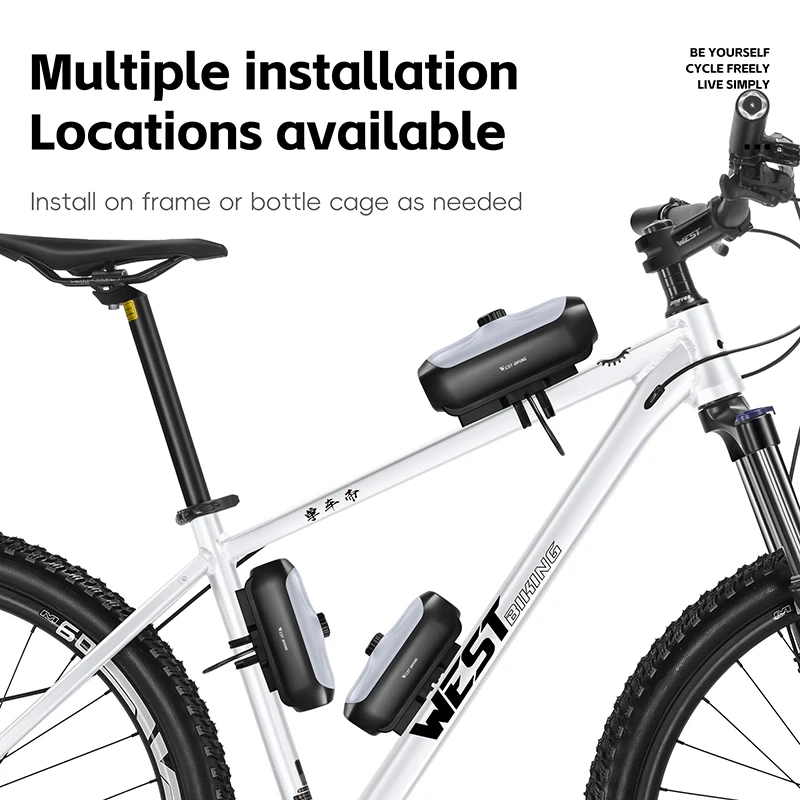 Фото WEST BIKING Велосипедный ящик для инструментов с паролем, сумка на раму велосипеда, непромокаемый противоугонный ящик для инструментов, ящик для хранения очков, аксессуары для горного велосипеда №5