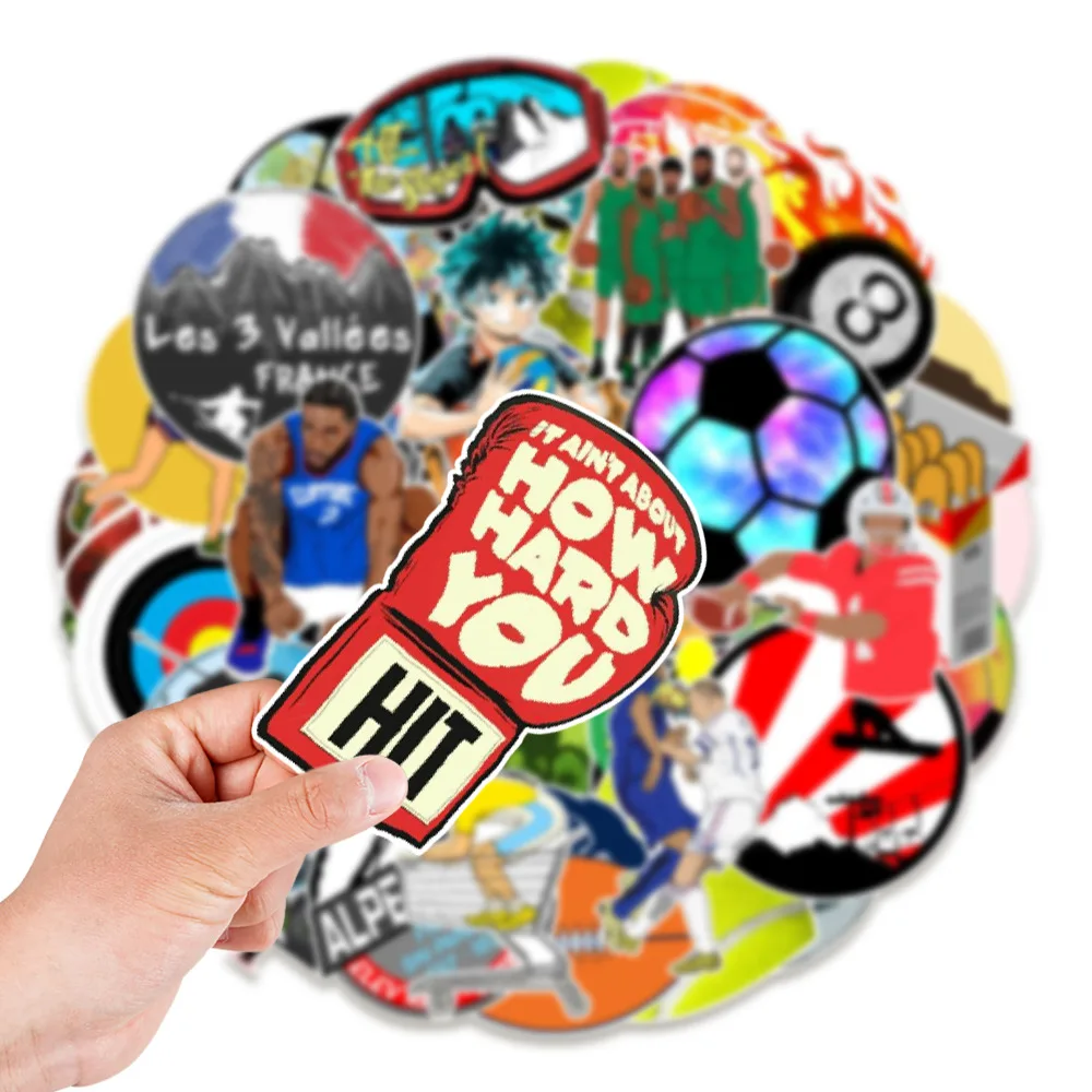 

Наклейки в виде спортивных шаров, 50 шт., наклейки в виде мультяшных граффити, «сделай сам», автомобиль, холодильник, гитара, скейтборд, ноутбу...