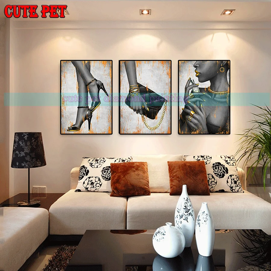 DIY алмазная живопись парфюмерная сумка на высоком каблуке вышивка крестиком