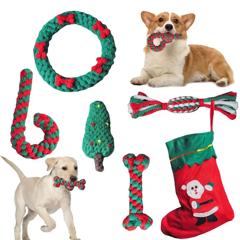 

Рождественские игрушки-жевательные игрушки для собак, тростник, набор игрушек для собак, щенков всех пород, рождественский подарок для
