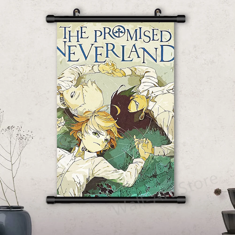

Anime The Promised Neverland Yakusoku no Neverland Norman Emma Ray Wall Scroll Poster Canvas Hang Painting Home Decor Collect