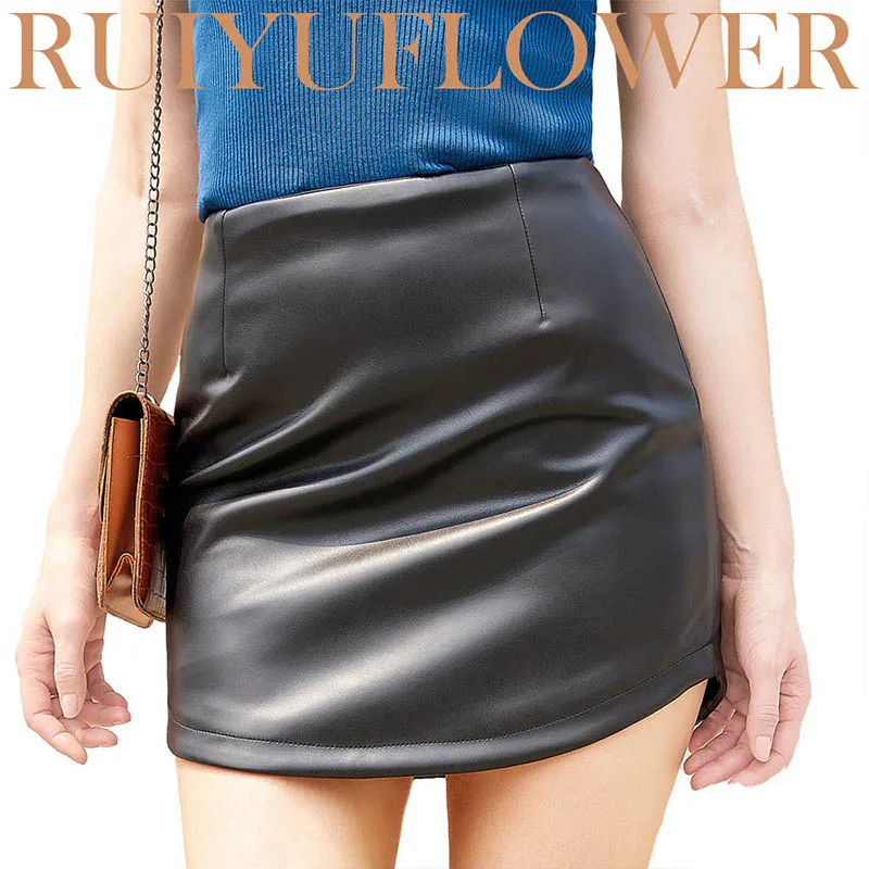 

Женская облегающая мини-юбка из ПУ кожи, с высокой талией