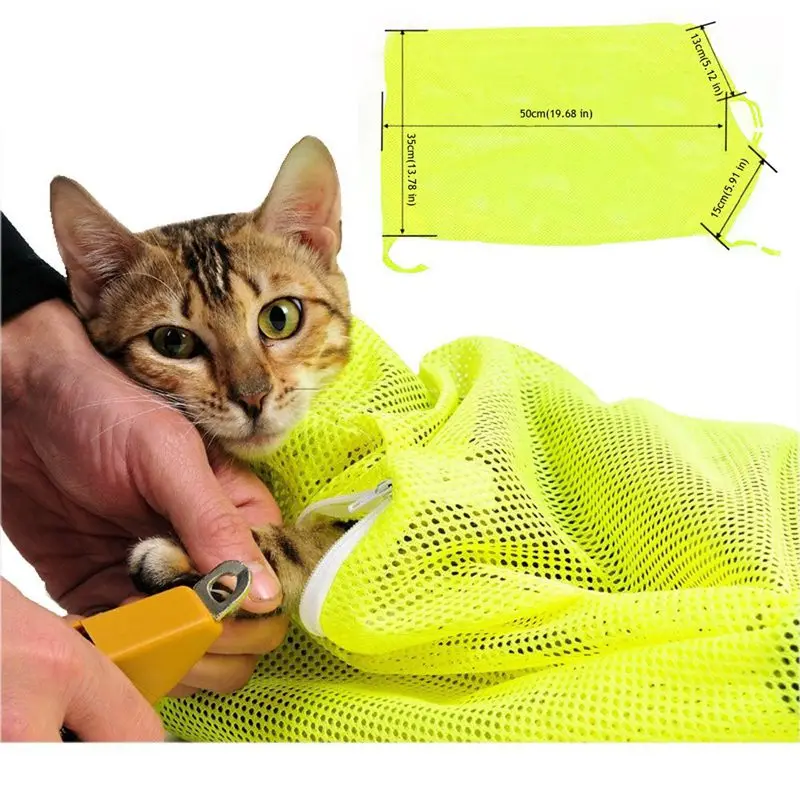Pet Cat Grooming Washing Bath Bag Scratching Biting Restraint Polyester Mesh For Shower Cleaning Ear Cutting Nails Medic