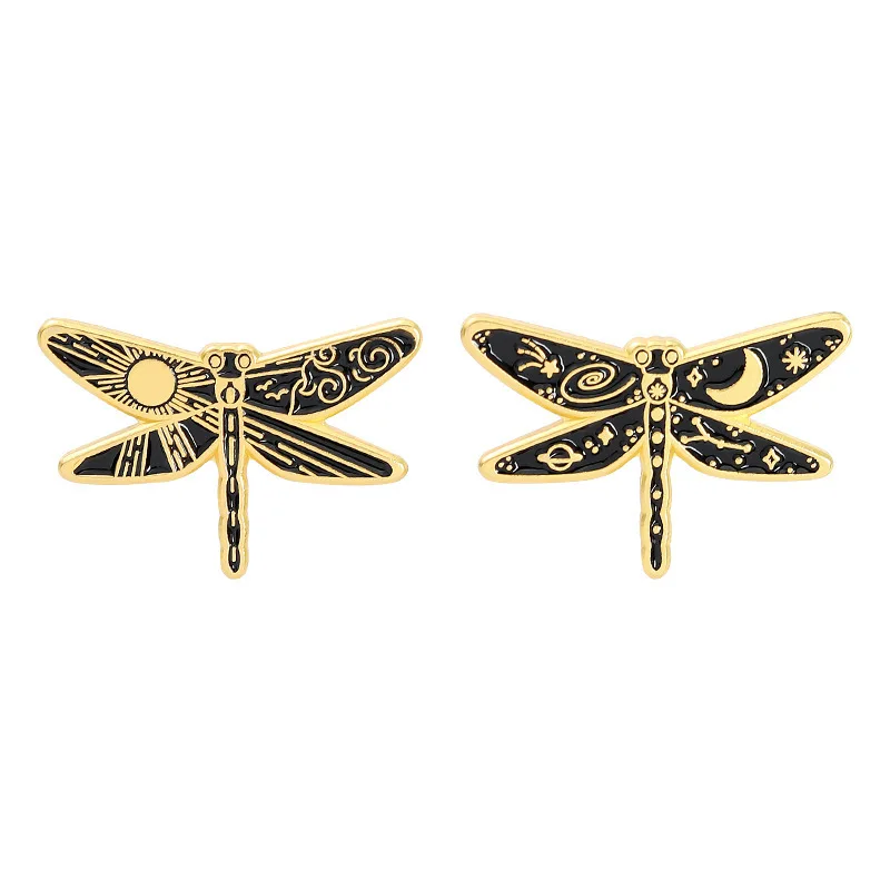 

Sun Moon Dragonfly Pins Accessories Clothing Backpack Alloy Brooch Enamel Lapel Pins Badge Wholesale