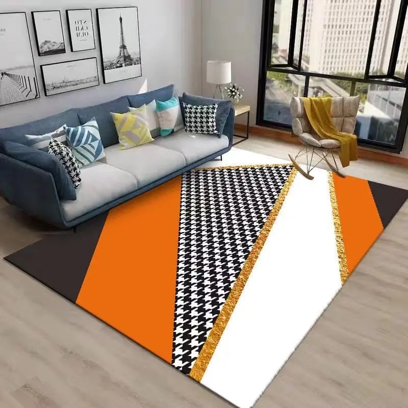 

Nordic Modern Minimalist Carpet Living Room Coffee Table Mat Household Geometric Printing Rug Bedroom Bedside Bay Window Rugs