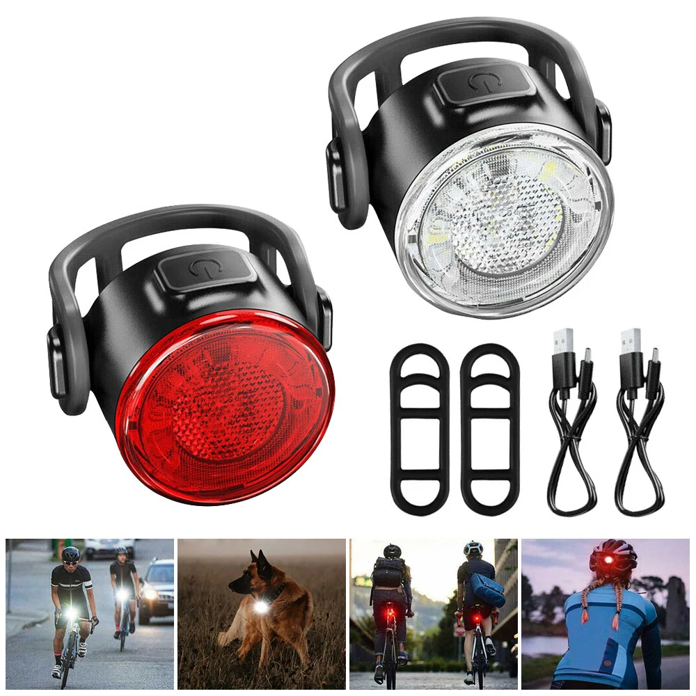 

Red/White USB Rechargeable Cycling Taillight Front Bicycle Lamp 6 Modes Bike Warning Rear Light Safety Night Riding Bike Light