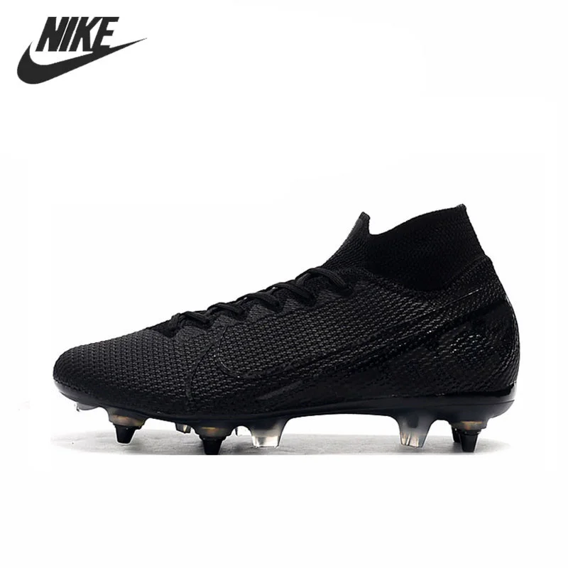 

NIKE Mercurial Superfly 7 SG-PRO AC Flyknit 360 Snickers Men high ankle Solar football boots man blue football boots