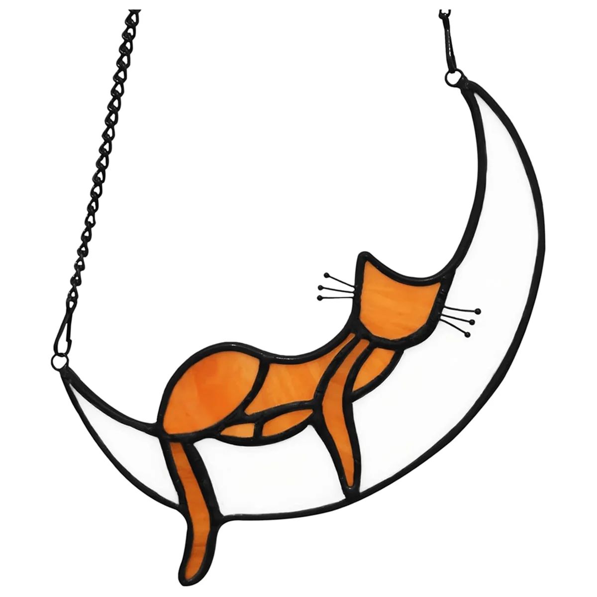 

Orange Decor Gifts for Lovers, Stained Glass Window Hangings Sleeping Suncatcher for Window