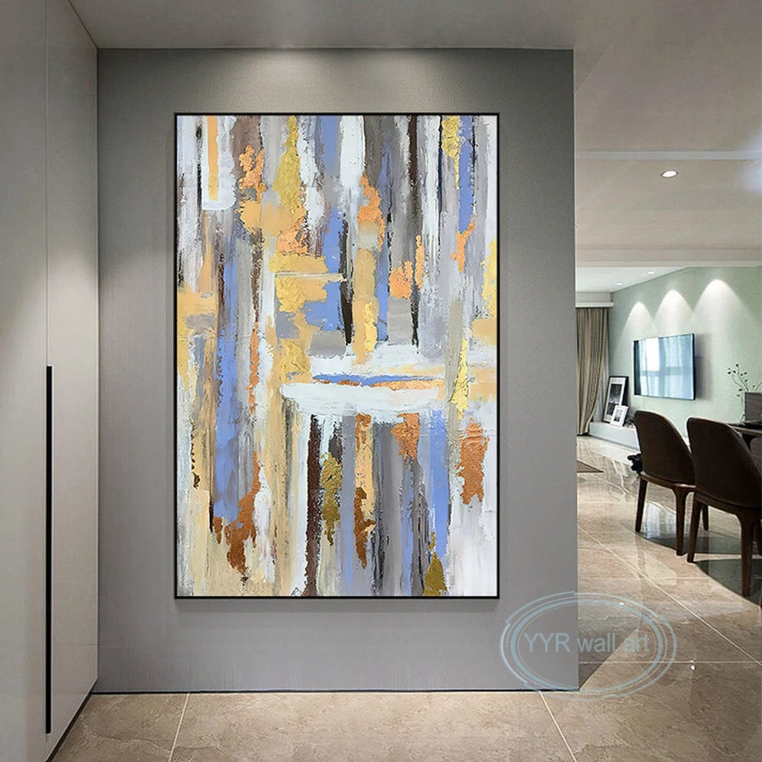 

Abstract Gold Foil Mural Wall Art Decor Poster Modern Handmade Canvas Oil Painting Home Hotel Aesthetic Artwork Acrylic Picture