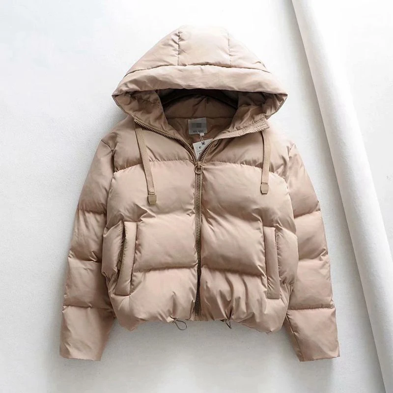 Women Warm Down Jackets Coats Thicken Casual Puffer Jacket Cotton Padded Winter Hooded Parkas Female Short Solid Color Overcoat