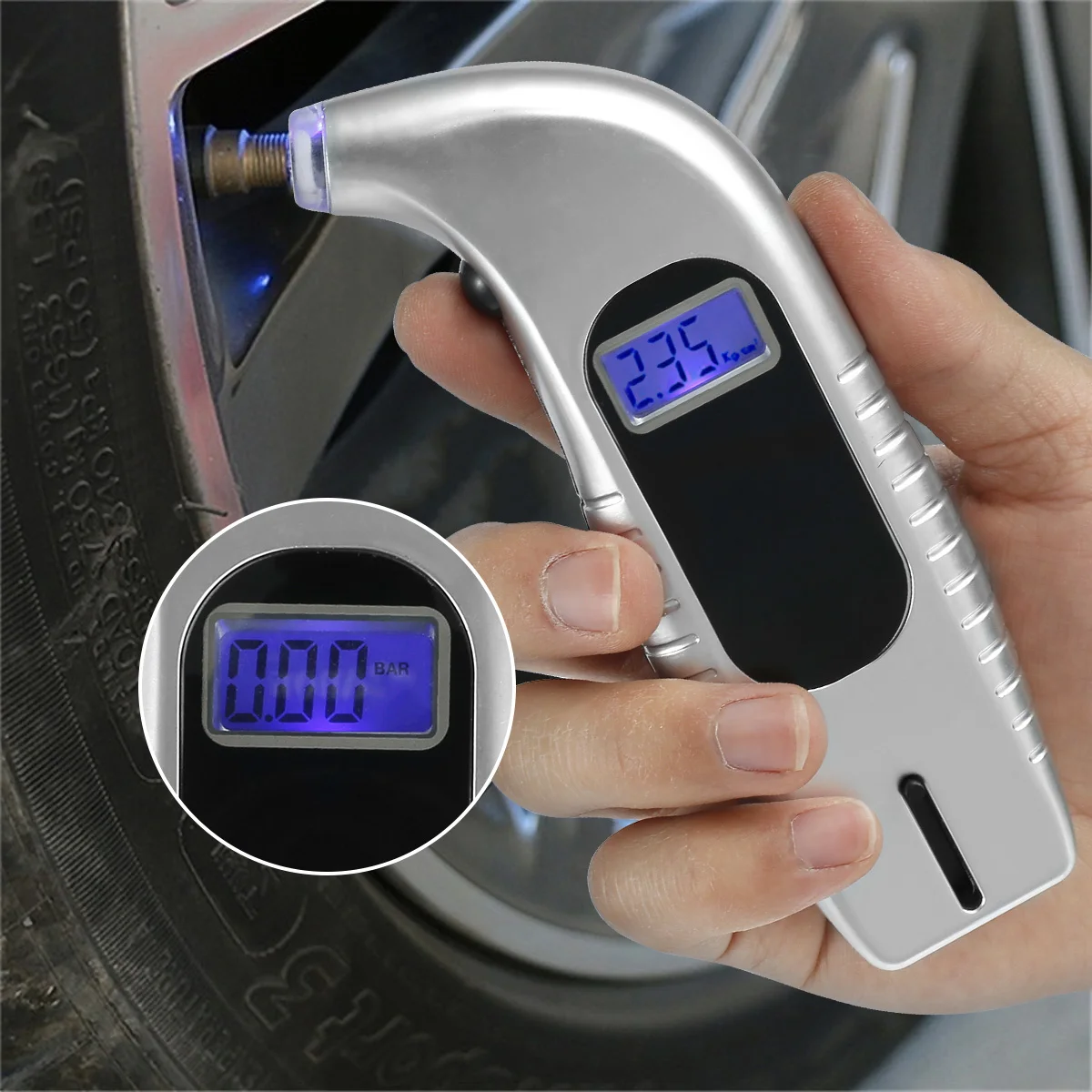 

Tire Pressure Gauge Backlight High-precision Digital Tire Pressure Monitoring 0-150PSI Tyre Air Pressure Gauge Meter LCD Display