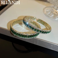 bilandi women jewelry green zircon bangles 2022 new trend high quality shiny crystal metal bangles for women party gifts