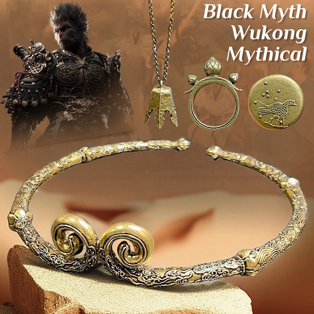 Черный Мифический Орнамент Wukong Игровая Периферия Ожерелье Ручной Работы Золотое