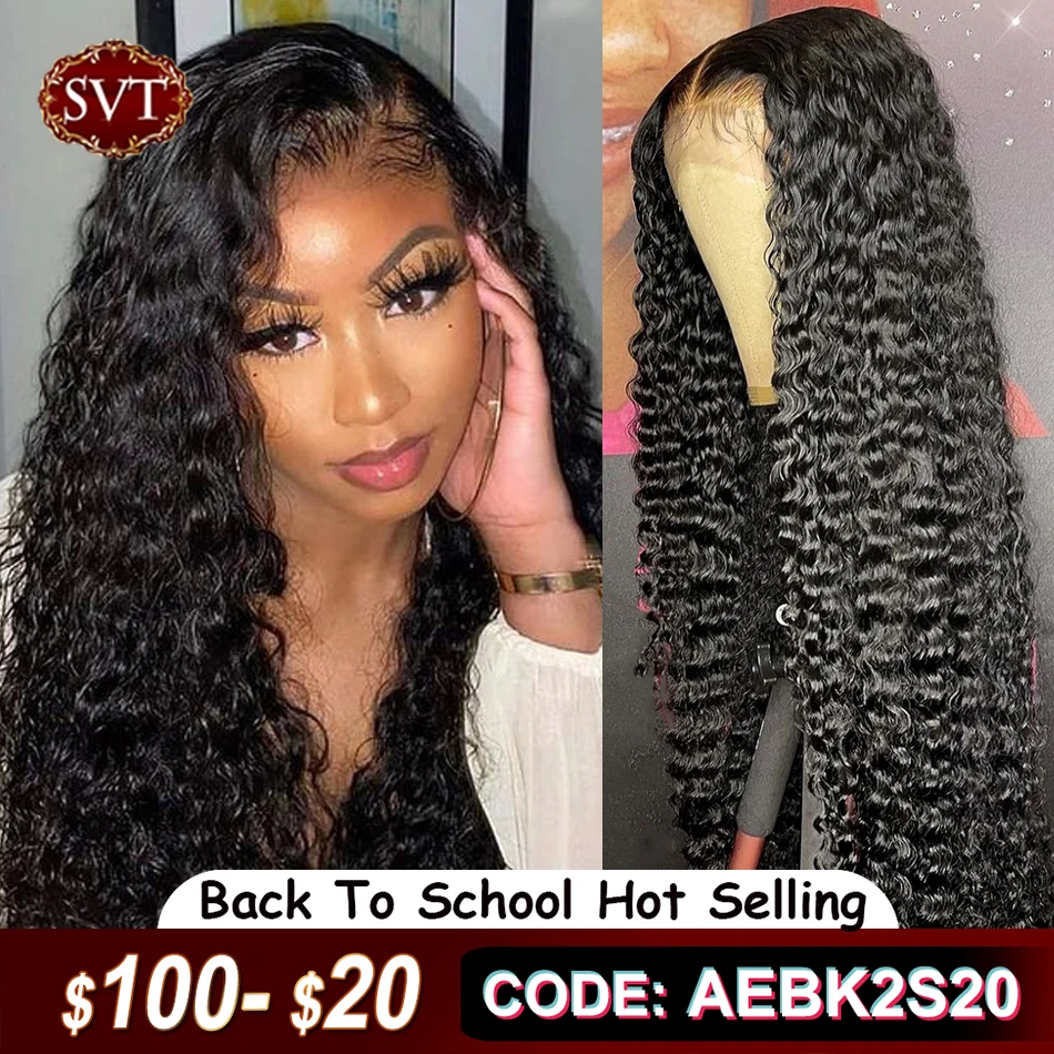 SVT 30 Inch Loose Deep Lace Front Wig Indian Glueless Deep Wave Frontal Wig Wet And Wavy Curly Human Hair Wigs For Black Women