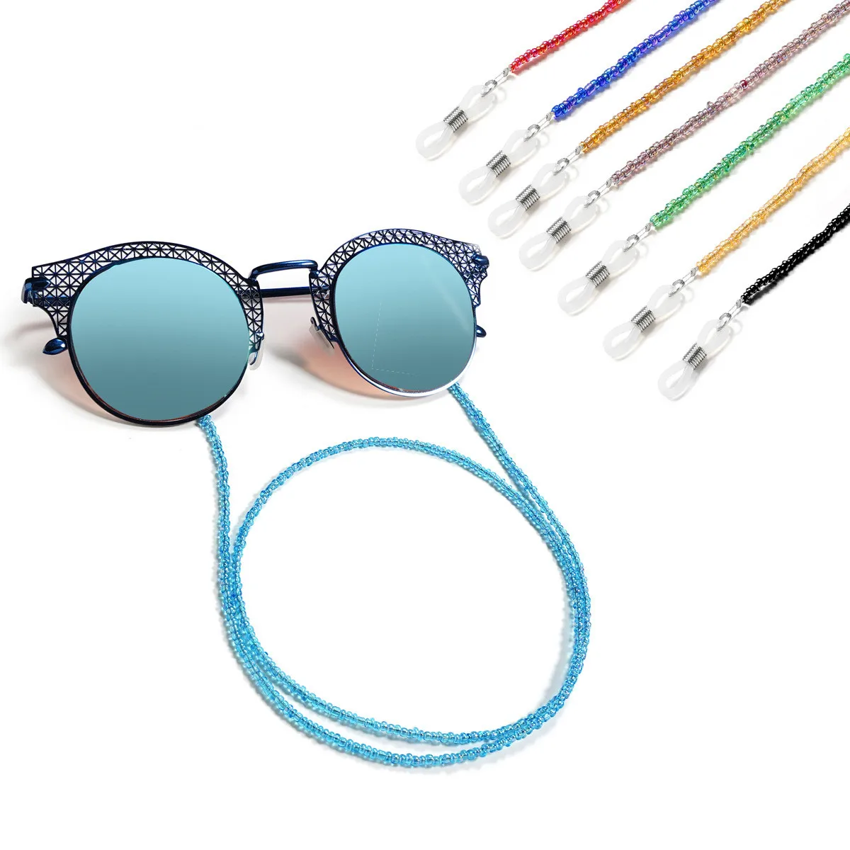 

Модная цепочка для солнцезащитных очков с цветными бусинами, летняя пляжная цепочка для очков янтарного цвета с прозрачными бусинами, винт...