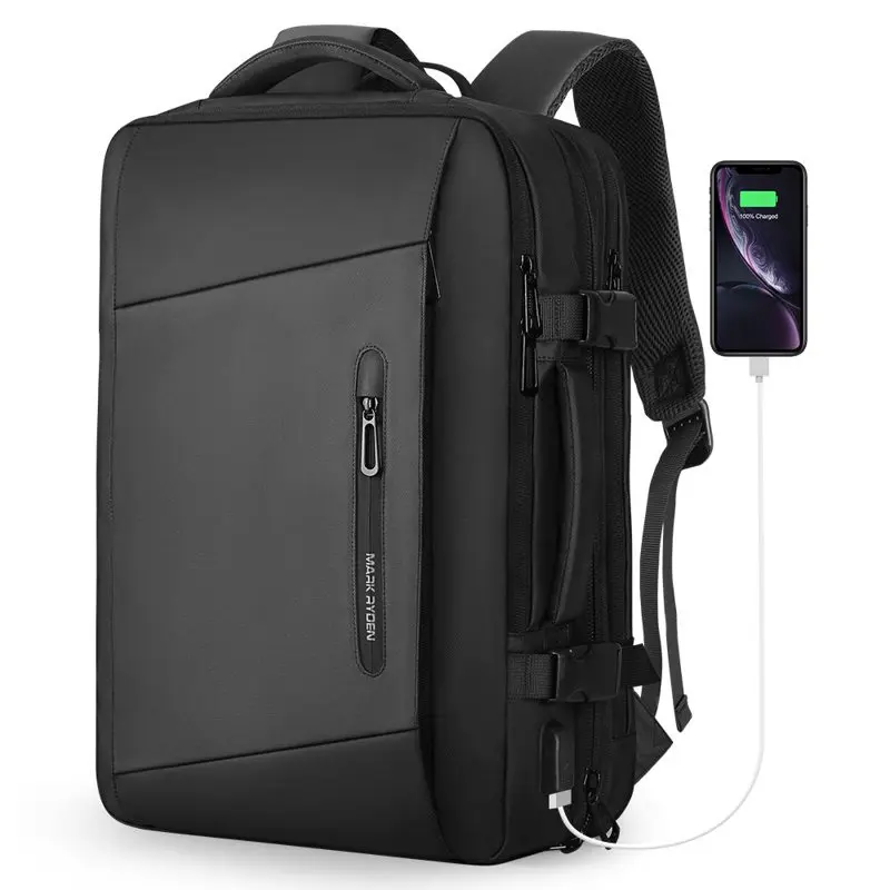 

Расширяемый дорожный рюкзак, 38L одобрен авиакомпанией, переносной рюкзак с USB-портом для зарядки, водонепроницаемый деловой рюкзак, 17,3 дюймов