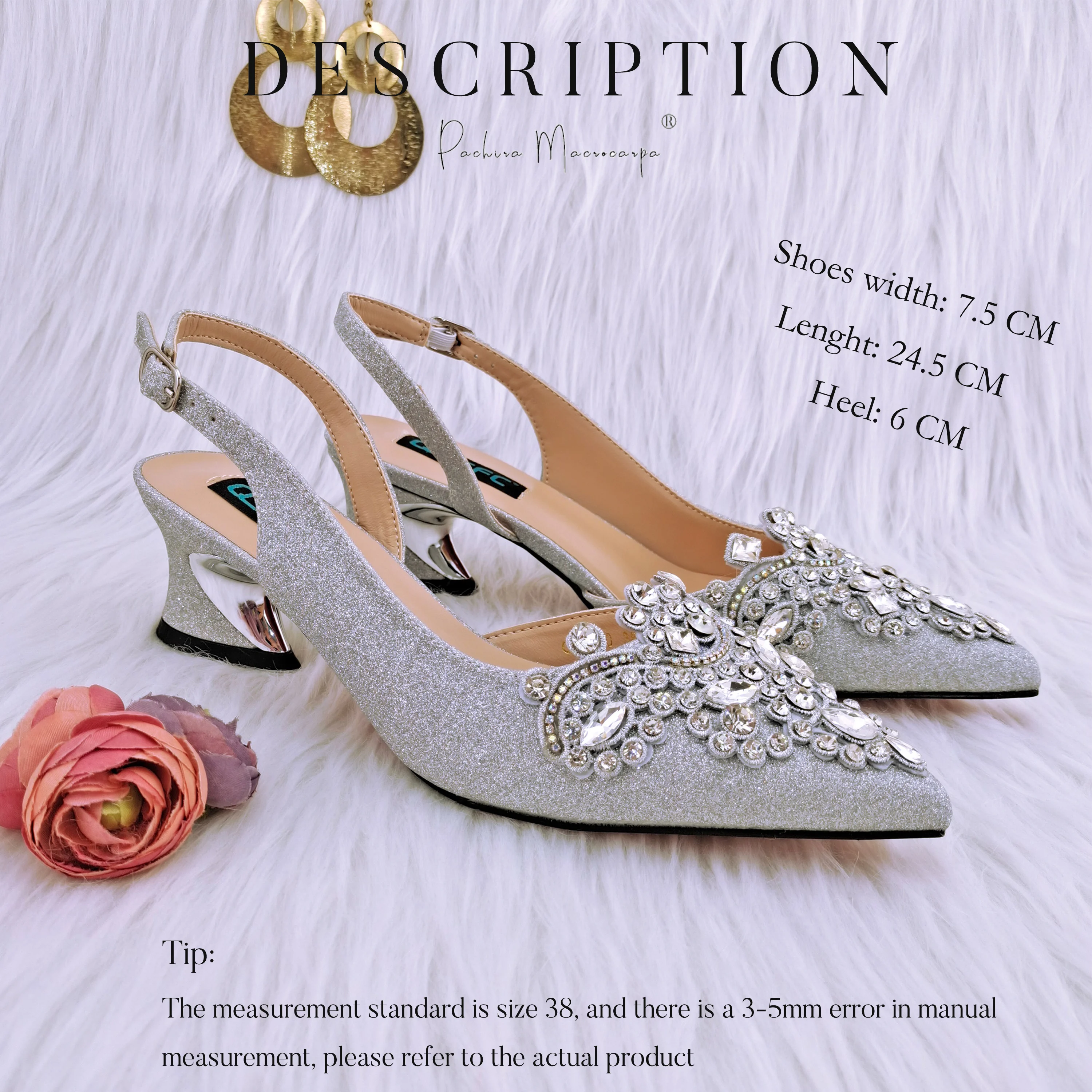 2022 New Fashion Bright Silver Glitter Fabric With Color Rhinestone Decoration Comfortable To Wear Party Ladies Shoes And Bag