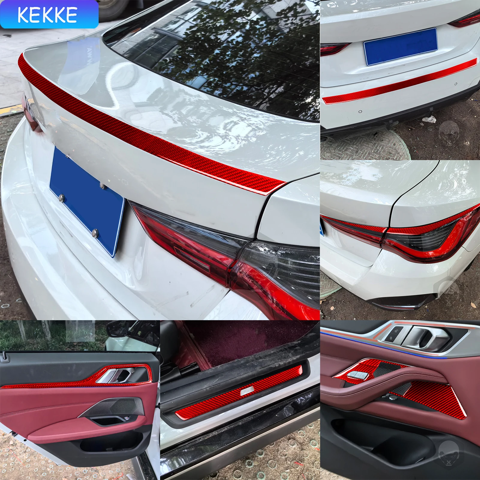 Для BMW 4 серии G22 G23 G26 2021-2024 настоящий красный бампер из углеродного волокна крышка