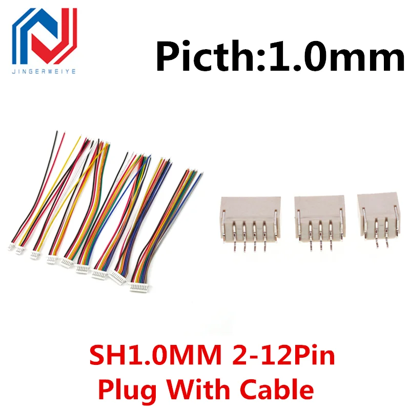 

10 Sets/lot Mini Micro SH 1.0 2Pin 3/4/5/6/7/8/910/11/12P JST Male & Female PCB Connector with Wires Cables 100MM