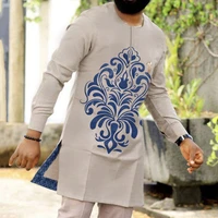 dashiki mens suit african ethnic casual print long sleeve shirt pants 2 piece sets gentleman muslim wedding party outfit wear