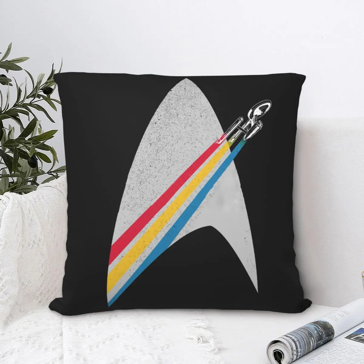 

Retro Striped Logo Throw Pillow Case Star Trek Backpack Coussin Covers DIY Printed Soft Chair Decor
