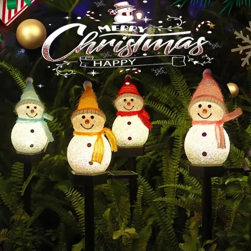 

LED Snowman Solar Garden Light Outdoor Ground Stake Light Solar Powered Xmas Pathway Lights For Christmas Lawn Yard Decoration