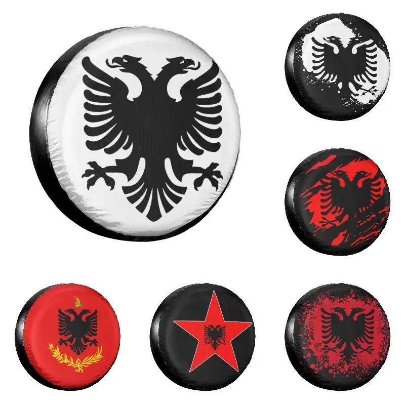 

Flag Of Albania Eagle Spare Wheel Tire Cover Case Bag Pouch for Jeep Pajero Albanian Pride Vehicle Accessories 14" 15" 16" 17"