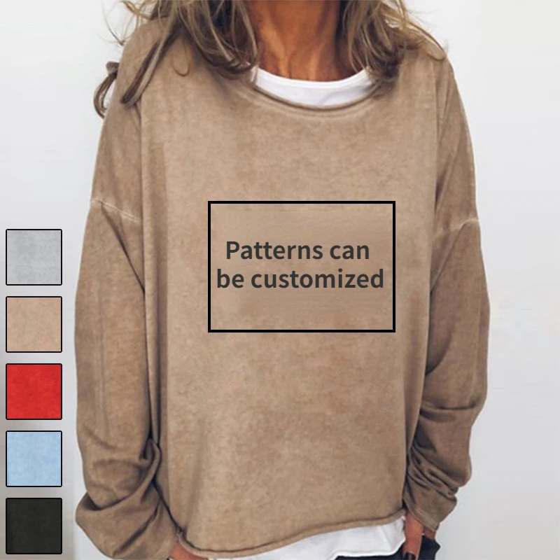 

Толстовка Женская с длинным рукавом и круглым вырезом, на английском