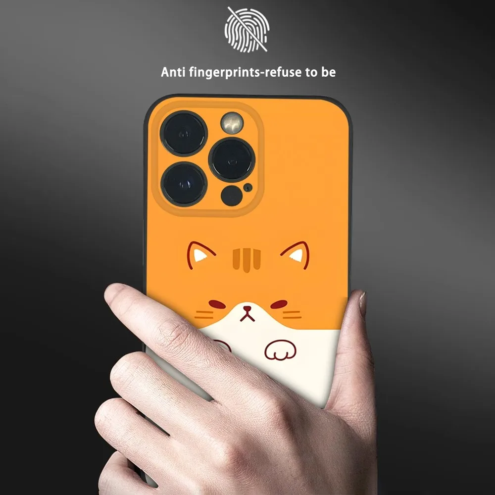 Simple Cute Animal Cat Phone Case For iPhone 16 15 14 13 12 11 Pro Max Plus Mini Frosted Soft Shell Funda