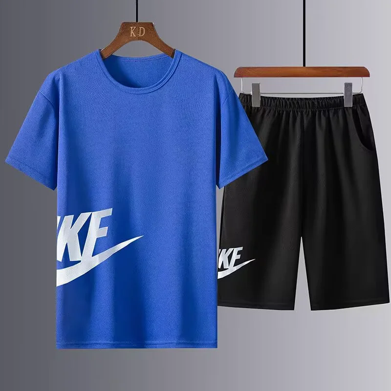 Summer Men's Sportswear Brand Fitness Suit Running Clothes Casual T-shirt + Shorts Sets Breathable 2 Piece Jogging Tracksuit Men