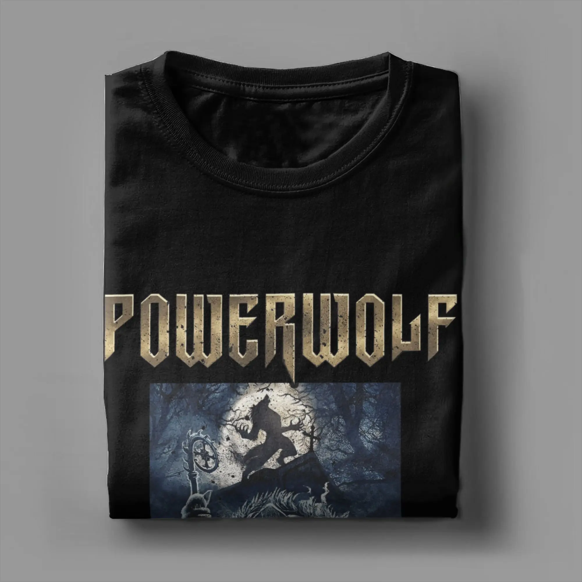 Фото Мужская футболка Powerwolf Band, одежда из чистого хлопка, модные футболки с короткими рукавами и круглым вырезом, идея подарка, футболка №4