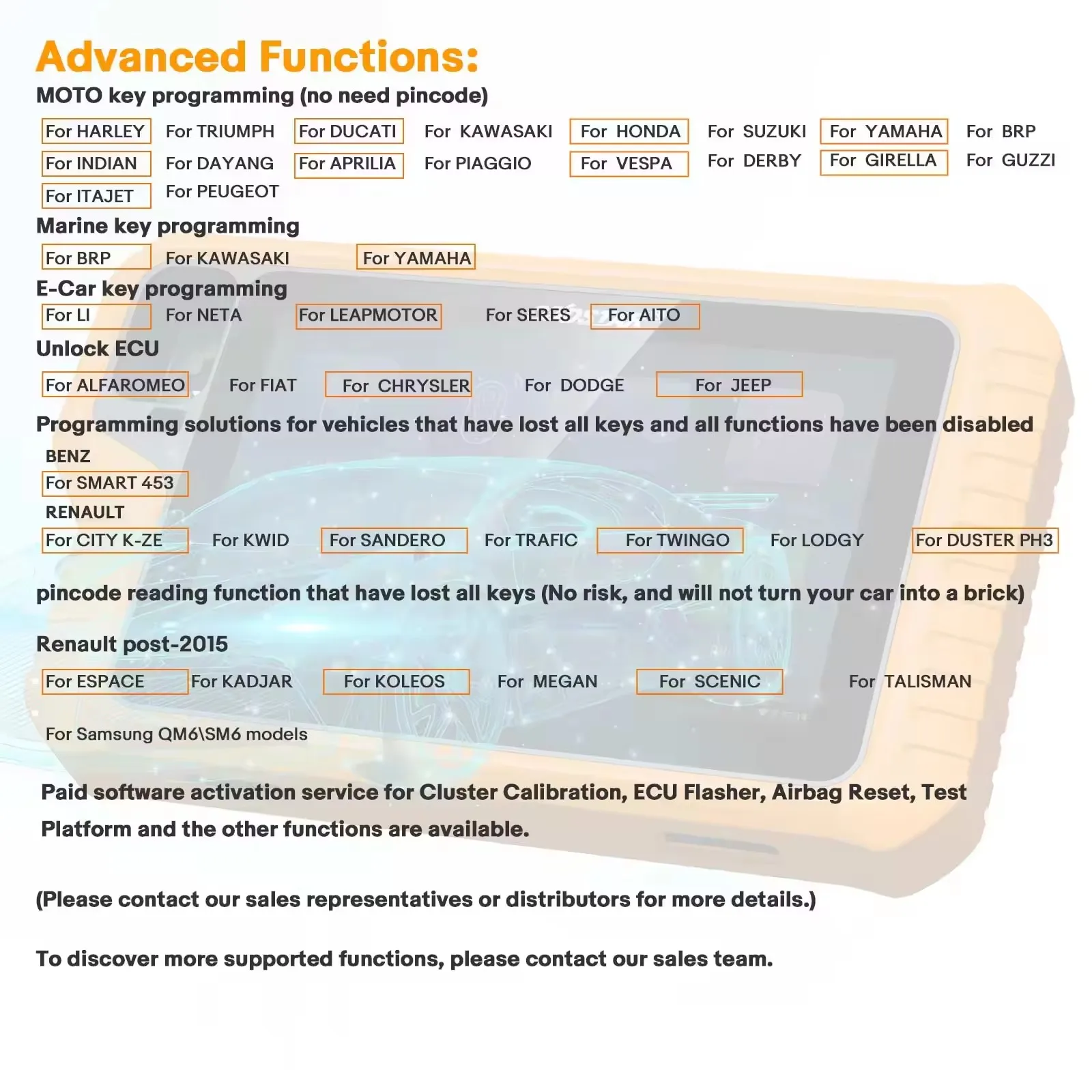 Программатор ключей OBDSTAR X300 Classic G3 с SIM-ключами и комплектами мотоциклов полные