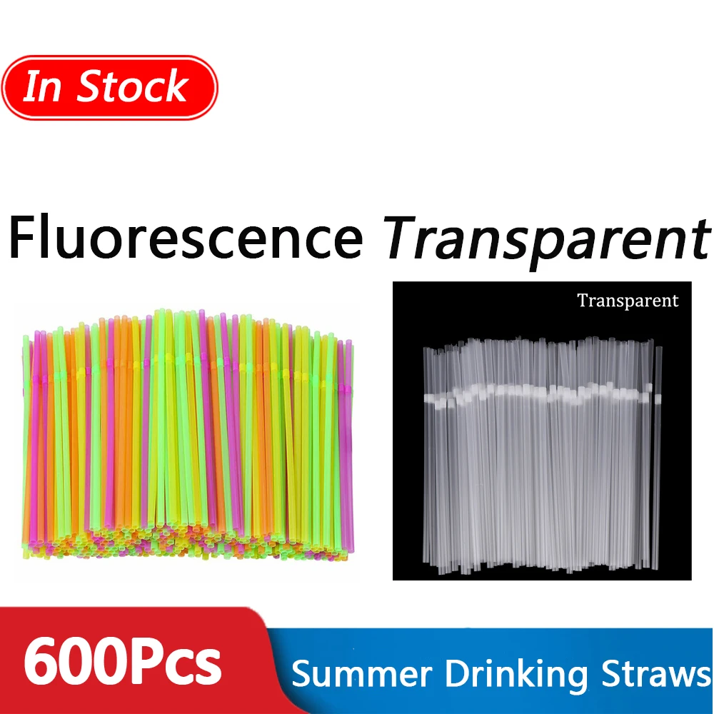 

600Pcs Disposable Straws Cocktail Children Long Straw Elbow Plastic Telescopic Tableware For Kitchen Beverage Accessories Drinks